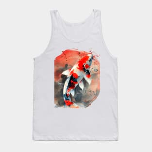 Koi Pond: Showa Sanshoku Koi captivating in their endless variety on a light (Knocked Out) background Tank Top